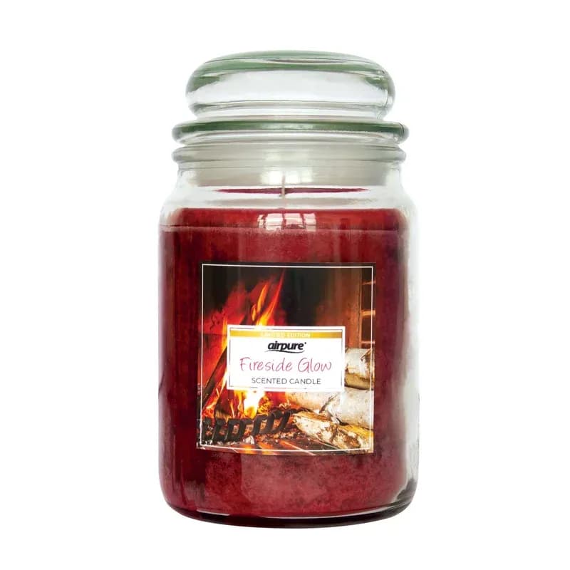 airpure Large Candle Scented, Fireside Glow Fragrance, 18oz Jar, 120 Hour Ornamental Candles, Fill The Room with a Warm and Homey Fragrance, for The Bedroom, Bathroom, Family Room of Office