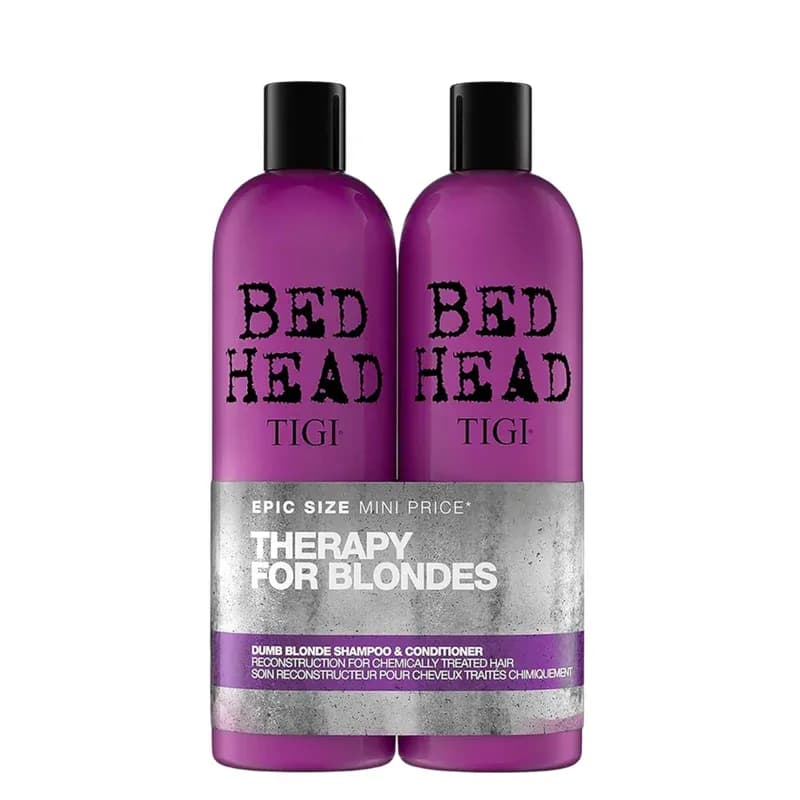 Bed Head by TIGI Dumb Blonde 750ml Shampoo and Conditioner Set – Professional Repair Treatment for Bleached Hair, Moisturising Keratin Formula Treats Dry, Damaged Hair, Daily Sulphate Free Colour Care