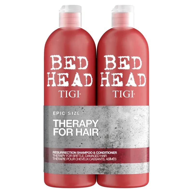 Bed Head by TIGI Resurrection Shampoo & Conditioner Set - Deep Moisture Repair for Dry, Damaged Hair, Moisturising Salon Formula for Bond Care Treatment, with Colour Protect for Strength & Shine