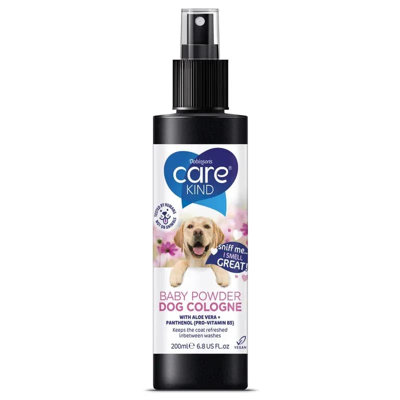 CAREKIND Baby Powder Dog Perfume - 200ml Refillable Spray Pump, Vegan Dog Cologne & Deodoriser