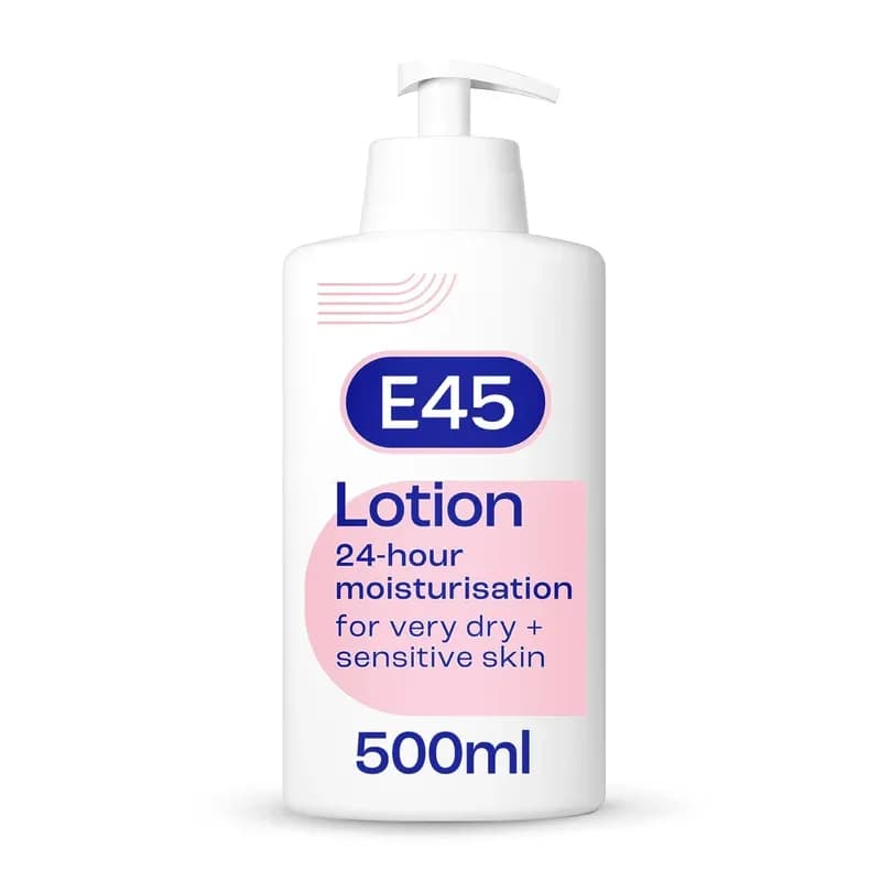 E45 Moisturising Lotion 500 ml for Dry & Sensitive Skin - Long-Lasting Hydration Protect from Dryness, Reduce Redness - Dermatological Body Moisturiser Lotion - Body Lotion - Daily Moisturiser