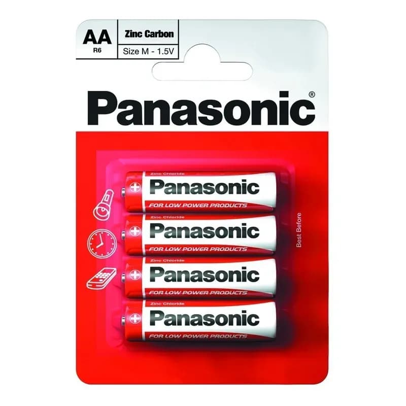 Panasonic AA Zinc Carbon Single Use Batteries 4 pack (Package may vary)