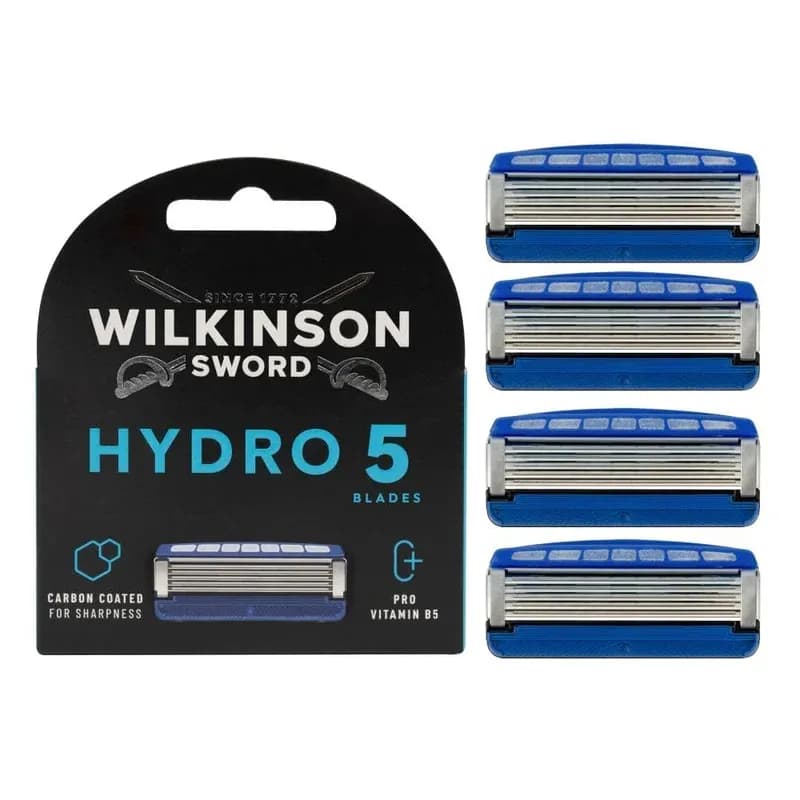 WILKINSON SWORD - Hydro 5 Razor Blades For Men Carbon Coated Hydrating Gel & Precision Trimmer Pack of 4 Razor Blade Refills