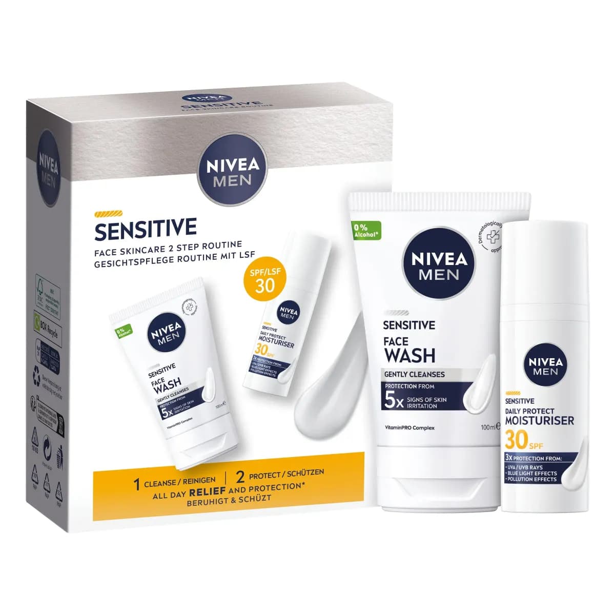 NIVEA MEN Sensitive Face Skincare Gift Pack, 2-Piece Collection